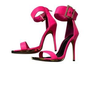 Miss L By Liliana Vergara Sandals Size 10 Pink Peep Toe Ankle Strap High Heels